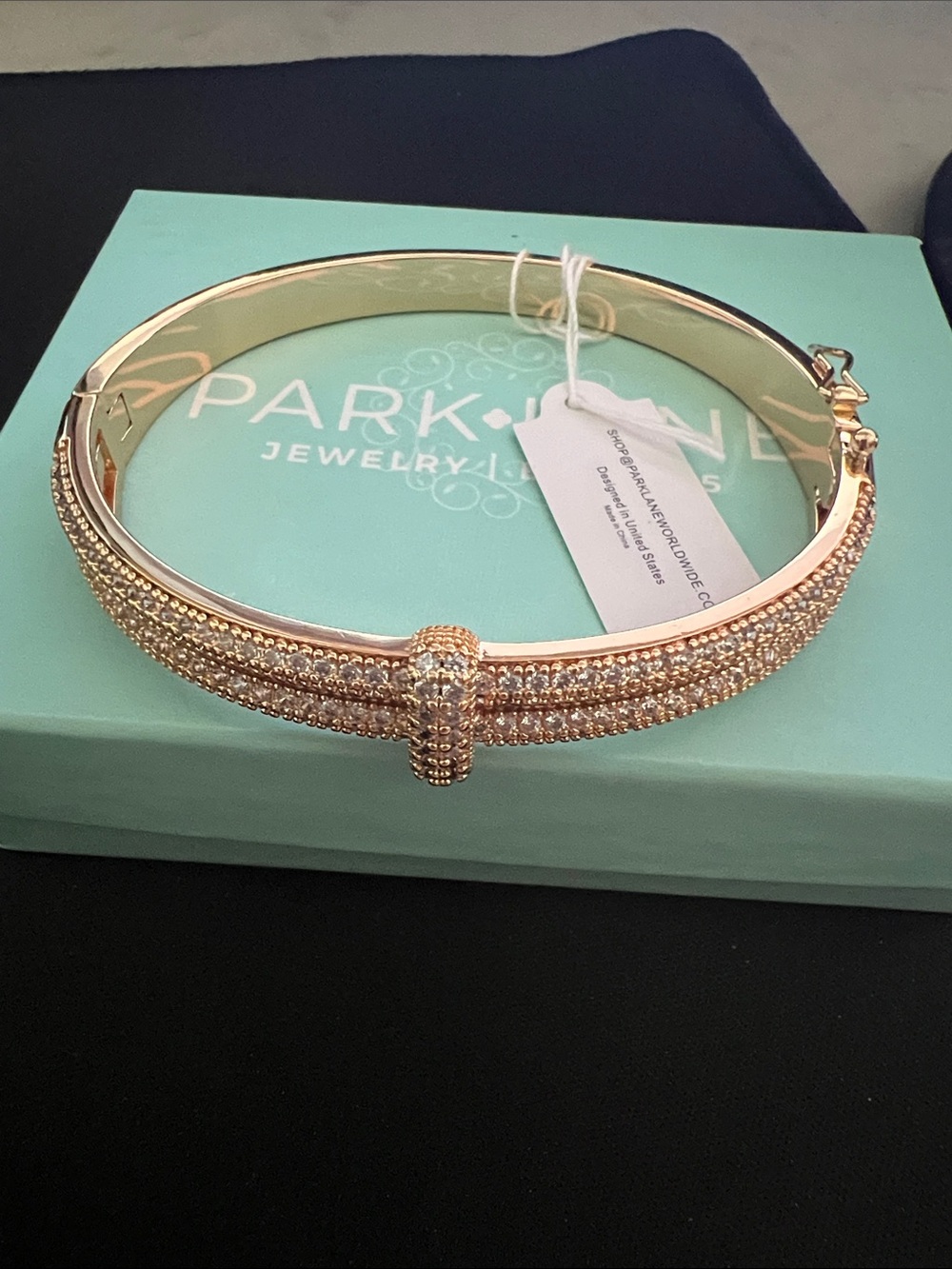 Park Lane Prosecco Gold Pave Knot Bangle Bracelet